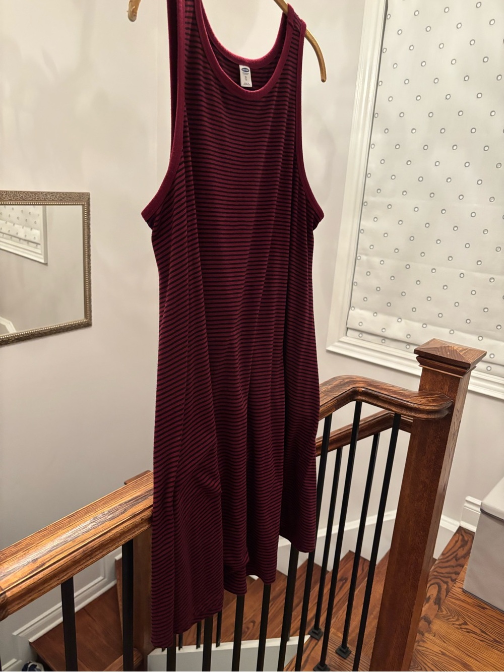 Sleeveless Burgundy and Black Striped Swing Dress - Old Navy